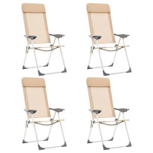 vidaXL Scaune de camping pliante, 4 buc., crem, aluminiu