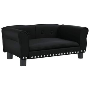 vidaXL Pat de c&acirc;ini, negru, 70x45x30 cm, piele ecologică