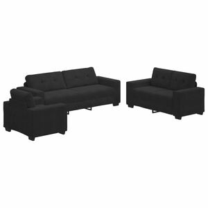 vidaXL Set de canapea 3 pcs Negru 221 x 80 x 80 cm Catifea