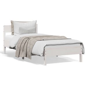 vidaXL Cadru de pat fără saltea, alb, 75x190 cm, lemn masiv de pin