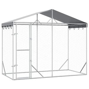 vidaXL Padoc de exterior&acoperiș argintiu 3x1,5x2,5 m oțel galvanizat