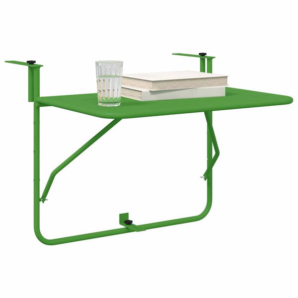 vidaXL Masă Suspendată pentru Balcon Verde 60 x 39 x 65 cm Oțel