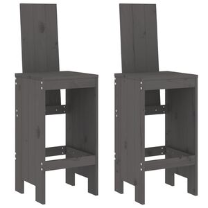 vidaXL Scaune de bar, 2 buc., gri, 40x42x120 cm, lemn masiv de pin
