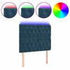 vidaXL Tăblie de pat cu LED, albastru &icirc;nchis, 90x7x118/128cm, catifea