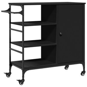 vidaXL Cărucior de bucătărie, negru, 87,5x38,5x84,5cm, lemn prelucrat