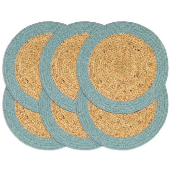 vidaXL Naproane, 6 buc., natural și verde, 38 cm, iută și bumbac