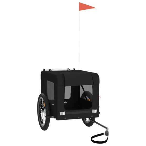 vidaXL Remorcă bicicletă animale companie, negru, textil oxford/fier