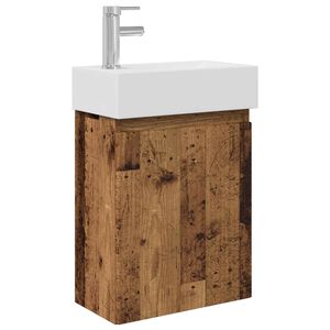 vidaXL Unitate de baie cu robinet Lemn vechi 45,5 x 22,5 x 84 cm