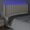 vidaXL Tăblie de pat cu LED, crem, 163x16x118/128 cm, piele ecologică