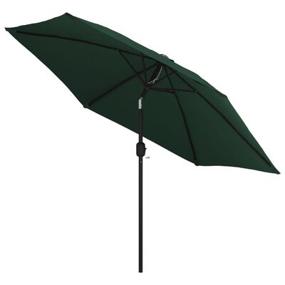 vidaXL Umbrelă de soare cu LED 3 m, Verde