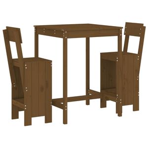 vidaXL Set mobilier de bar, 3 piese, maro miere, lemn masiv de pin