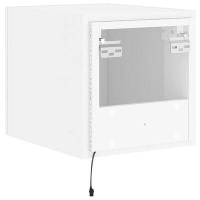 vidaXL Comodă TV de perete cu lumini LED, alb, 30,5x35x30 cm