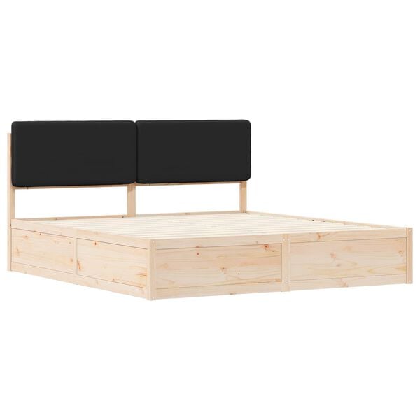 vidaXL Cadru de pat cu tăblie tapițată cu headboard Negru 200 x 200 cm
