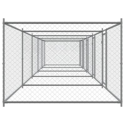 vidaXL Cușcă pentru câini cu uși, gri, 10x2x1,5 m, oțel galvanizat
