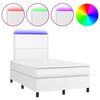 vidaXL Pat box spring cu saltea și LED, alb, 120x190 cm, piele eco
