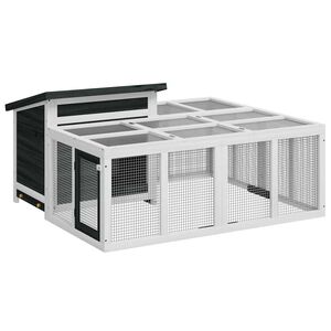 vidaXL Cușcă pentru iepuri gri 144x123x67,5 cm din lemn masiv de pin