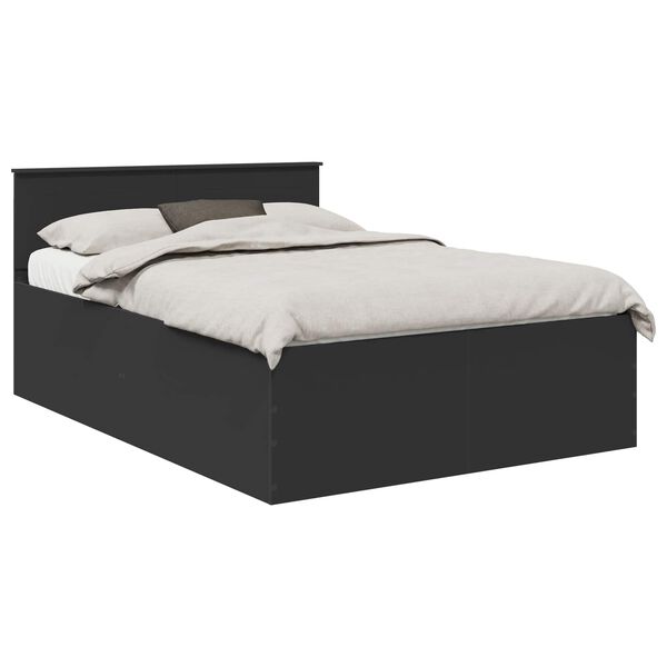 vidaXL Cadru de pat cu headboard Negru 140 x 200 cm Lemn compozit