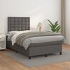 vidaXL Pat box spring cu saltea, gri, 120x190 cm, piele ecologică
