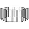 vidaXL Poartă pentru c&acirc;ini 6 pcs Negru 100 x 80 cm Oțel Galvanizat