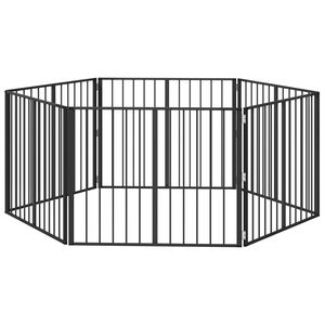 vidaXL Poartă pentru c&acirc;ini 6 pcs Negru 100 x 80 cm Oțel Galvanizat