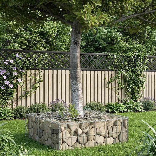 vidaXL Pat ridicat din gabion Argintiu 60 x 60 x 20 cm Oțel Galvanizat