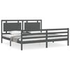 vidaXL Cadru pat cu tăblie 200x200 cm, gri, lemn masiv