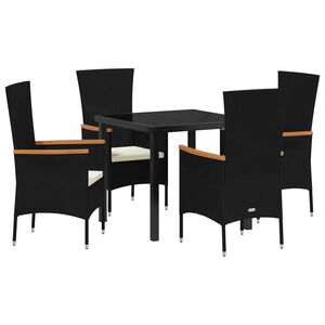 vidaXL Set de masă pentru grădină cu pernă 5 pcs Negru