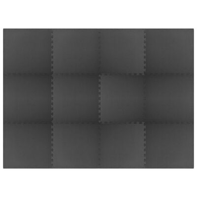 vidaXL Saltele de exerciții, 12 buc., negru, 4,32 m², spumă EVA