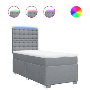 vidaXL Pat continental cu saltea, gri deschis, 80x200 cm, textil