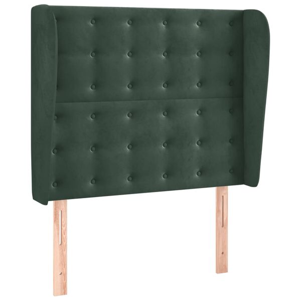vidaXL Tăblie pat cu aripioare verde închis 83x23x118/128 cm catifea