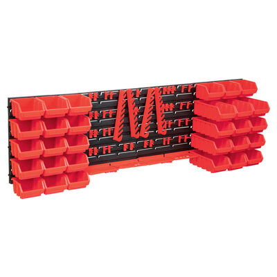 vidaXL Set cutii depozitare 80 piese cu panouri de perete, roșu&negru