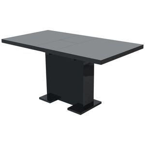 vidaXL Masă de sufragerie extensibilă, negru extralucios