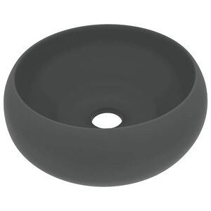 vidaXL Chiuvetă baie lux, gri &icirc;nchis mat, 40x15 cm, ceramică, rotund