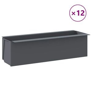 vidaXL Cutii de flori pentru europaleți 12 buc. gri 36x13,5x9,5 cm PP