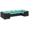 vidaXL Set mobilier de grădină cu perne, 7 piese, negru, poliratan