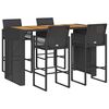 vidaXL Set mobilier bar de grădină fără perne 5 piese negru poliratan
