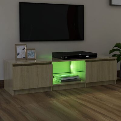 vidaXL Comodă TV cu lumini LED, stejar sonoma, 140x40x35,5 cm