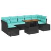vidaXL Set de canapele pentru grădină 8 buc. Negru Rattan poli