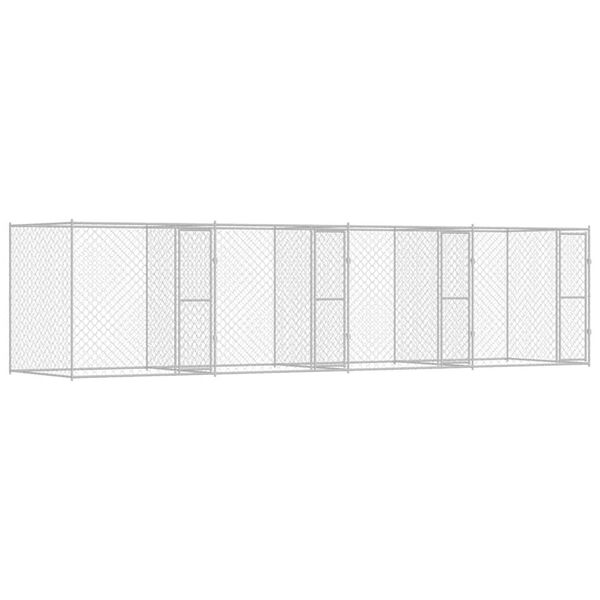 vidaXL Cușcă pentru câine Argintiu 800 x 200 x 200 cm Oțel Galvanizat