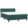 vidaXL Pat box spring cu saltea, verde &icirc;nchis, 140x220 cm, catifea