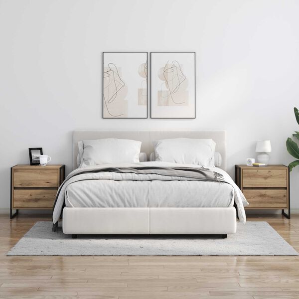 vidaXL Noptieră 2 pcs Stejar artizanal 50 x 39.5 x 50 cm Lemn compozit