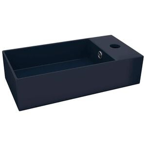 vidaXL Chiuvetă de baie cu preaplin, albastru &icirc;nchis, ceramică