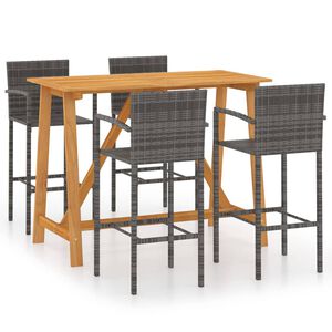 vidaXL Set mobilier bar de grădină, 5 piese, gri