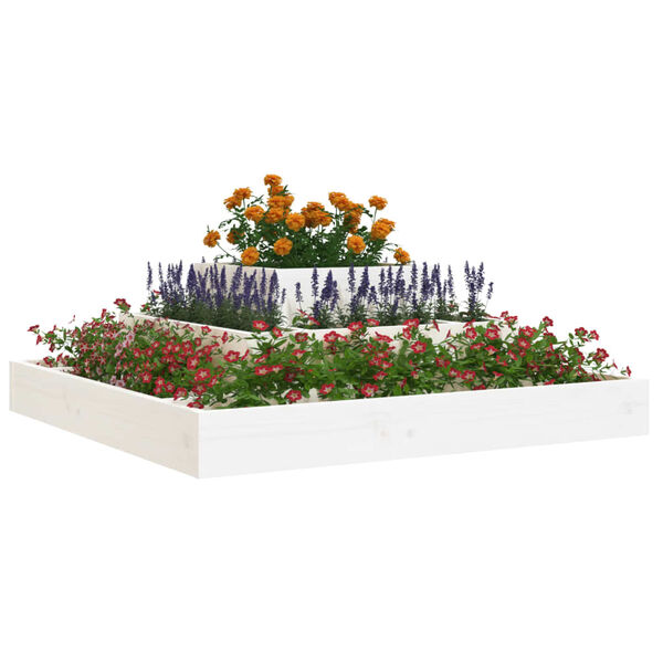 vidaXL Jardinieră, alb, 80x80x27 cm, lemn masiv de pin