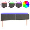 vidaXL Tăblie de pat cu LED, gri &icirc;nchis, 163x16x78/88 cm, catifea