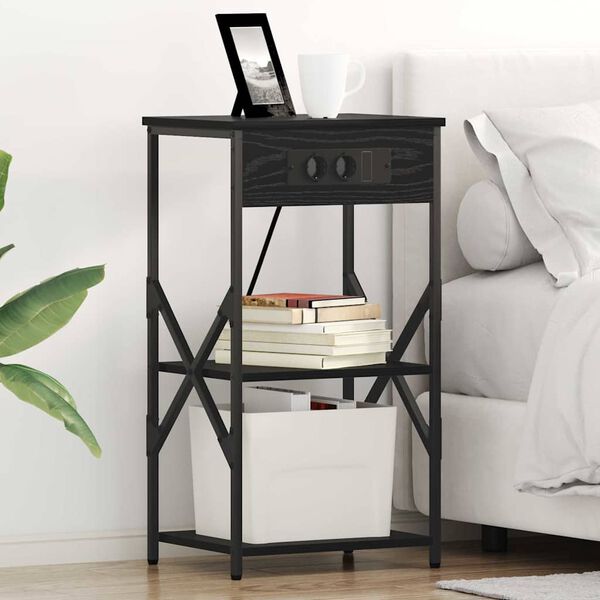 vidaXL Dulap de noapte Stejar Negru 41 x 31 x 76 cm Lemn compozit