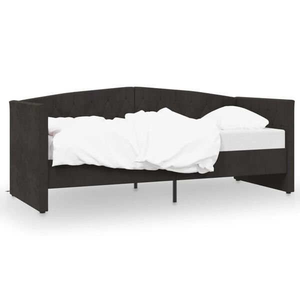 vidaXL Pat de zi, negru, 90x200 cm, catifea, USB