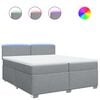 vidaXL Pat box spring cu saltea, gri deschis, 200x200 cm, textil