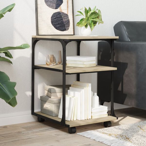 vidaXL Suport imprimantă 3 niveluri stejar fumuriu 43x48x64 cm lemn