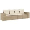 vidaXL Set canapele de grădină, 4 piese, cu perne, bej, poliratan